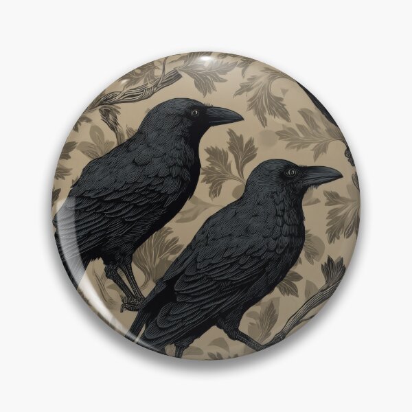 Item preview, Vintage Gothic Ravens on Botanical Beige Background Seamless Pattern designed and sold by dawnleblanc55.