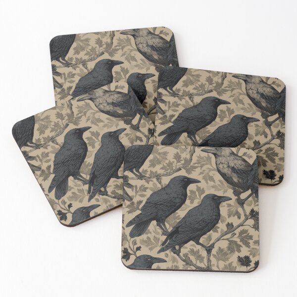 Item preview, Vintage Gothic Ravens on Botanical Beige Background Seamless Pattern designed and sold by dawnleblanc55.