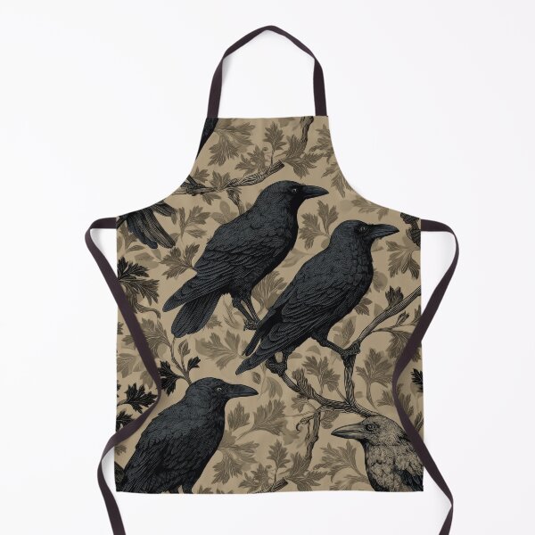 Item preview, Vintage Gothic Ravens on Botanical Beige Background Seamless Pattern designed and sold by dawnleblanc55.