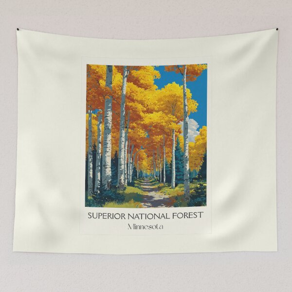 Item preview, Superior National Forest Poster | Vintage Minnesota & Golden Aspens Wall Art designed and sold by TuncGK.