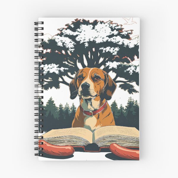 Item preview, Dog Reading a Book with Sausage Under a Tree – Funny Animal Art designed and sold by CreativPlace.