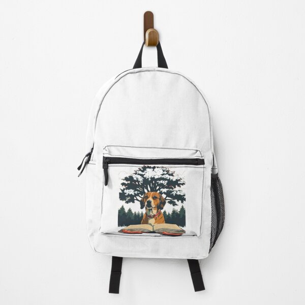 Item preview, Dog Reading a Book with Sausage Under a Tree – Funny Animal Art designed and sold by CreativPlace.