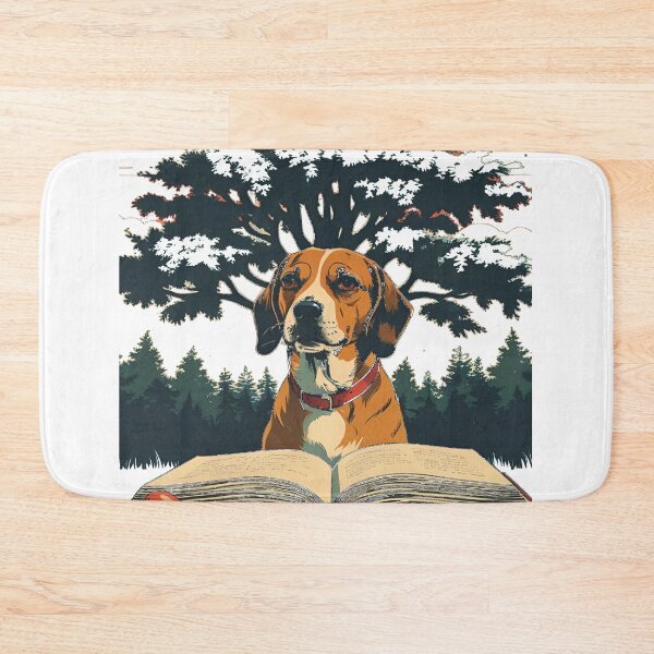 Item preview, Dog Reading a Book with Sausage Under a Tree – Funny Animal Art designed and sold by CreativPlace.