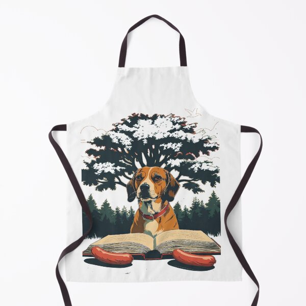 Item preview, Dog Reading a Book with Sausage Under a Tree – Funny Animal Art designed and sold by CreativPlace.