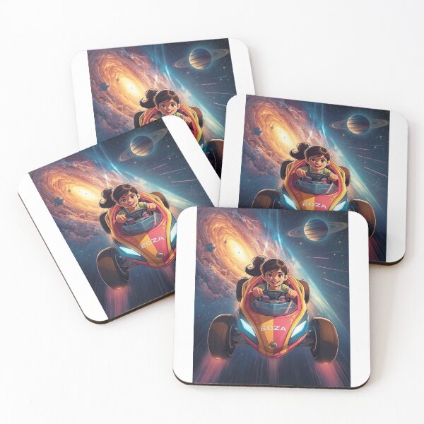Item preview, Cartoon Space Racer – Girl Driving Futuristic Car Through the Galaxy designed and sold by snoezelstudio.