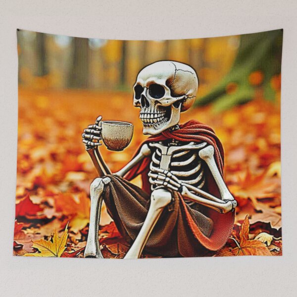 Item preview, Autumn Skeleton Coffee Break Design designed and sold by Health And Fitness Posts e-Store.