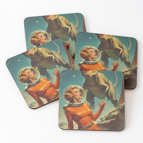 Item preview, The astronaut woman on the hunt for space dinosaurs designed and sold by she-devil-shirt.