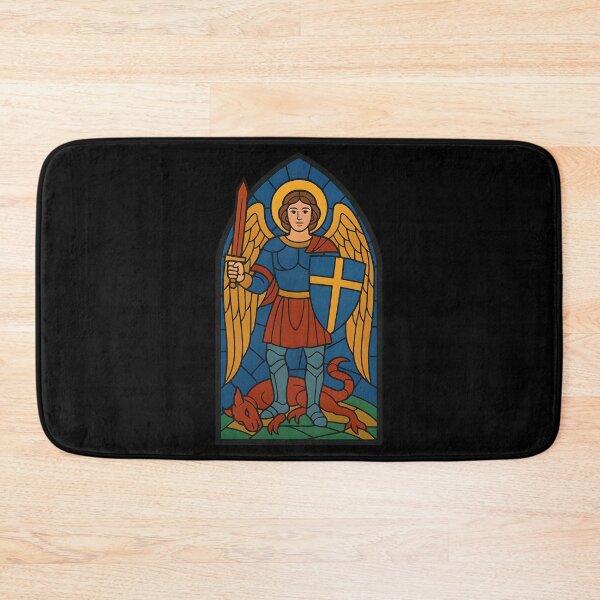 Item preview, Stained Glass Archangel Michael Saint Warrior Angel Christian Faith Religious Design T-Shirt designed and sold by DrawHandArt.