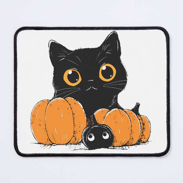 Item preview, Cute Halloween Black Cat and Pumpkins designed and sold by Celestial-Dreams.