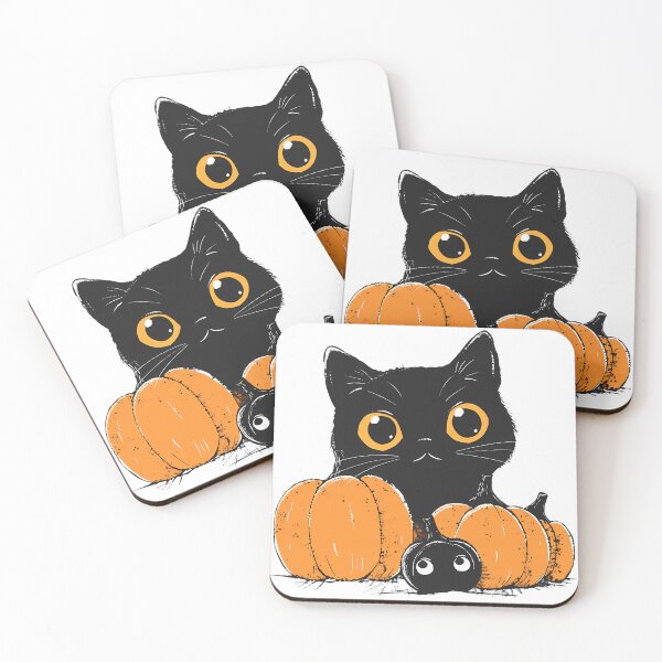 Item preview, Cute Halloween Black Cat and Pumpkins designed and sold by Celestial-Dreams.