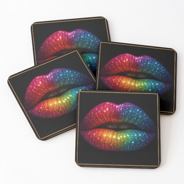 Item preview, rainbow lips with glitters and sparkles designed and sold by mariana83.