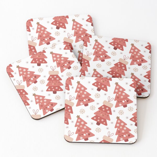 Item preview, Cute Christmas Tree Pattern – Red Holiday Design with Snowflakes designed and sold by SoftStyleStudio ⭐⭐⭐.