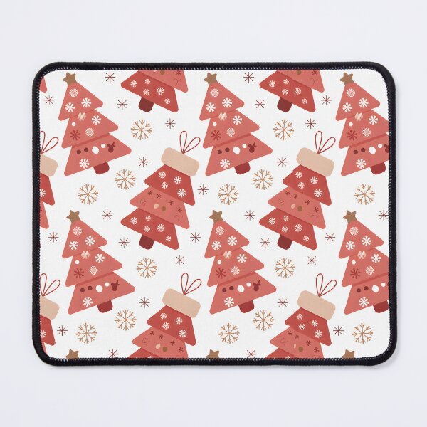 Item preview, Cute Christmas Tree Pattern – Red Holiday Design with Snowflakes designed and sold by SoftStyleStudio ⭐⭐⭐.