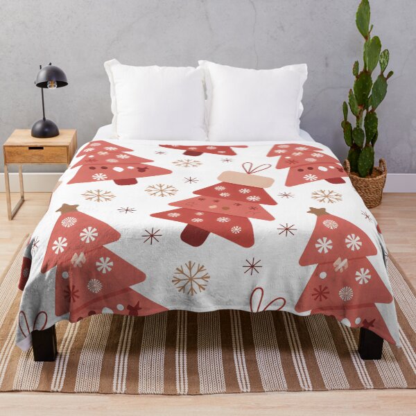 Item preview, Cute Christmas Tree Pattern – Red Holiday Design with Snowflakes designed and sold by SoftStyleStudio ⭐⭐⭐.