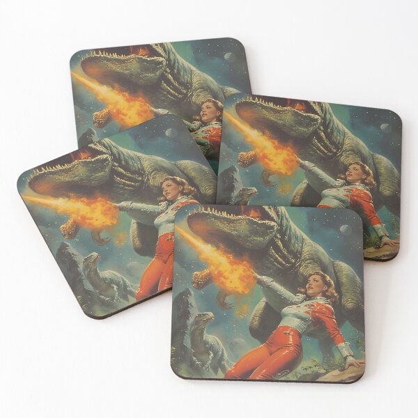 Item preview, Astronaut woman at war with the space dinosaurs designed and sold by she-devil-shirt.