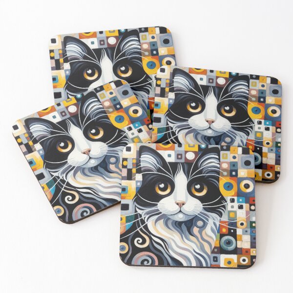Item preview, Vibrant Gustav Klimt Cat Portrait with Patterns designed and sold by Vicky Brago-Mitchell®.