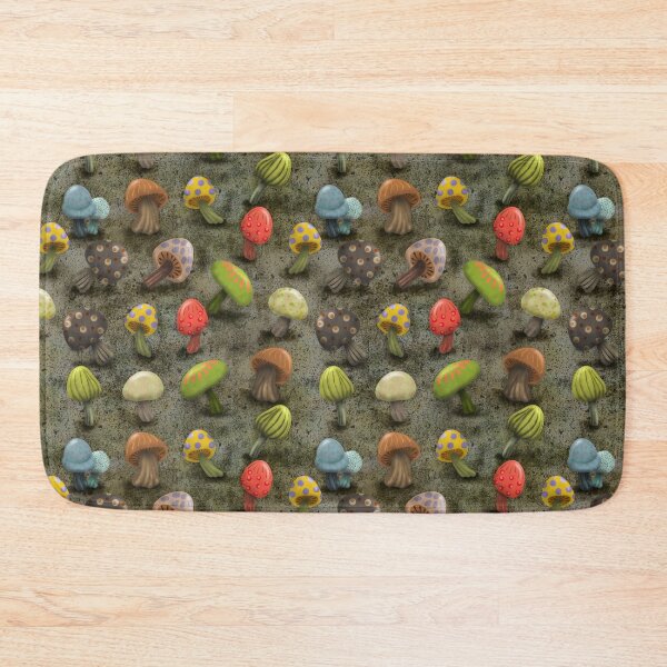 Item preview, Mushrooms on the Forest Floor Gray Background designed and sold by CheriesArt.