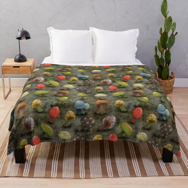Item preview, Mushrooms on the Forest Floor Gray Background designed and sold by CheriesArt.