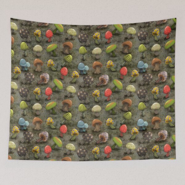 Item preview, Mushrooms on the Forest Floor Gray Background designed and sold by CheriesArt.