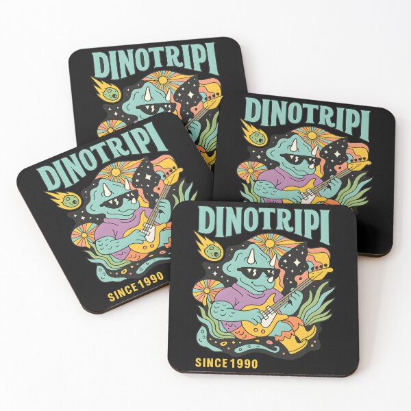 Item preview, Dinotripi Psychedelic Dinosaur Playing Guitar Retro Trippy Cosmic Music  designed and sold by DrawHandArt.