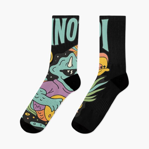Item preview, Dinotripi Psychedelic Dinosaur Playing Guitar Retro Trippy Cosmic Music  designed and sold by DrawHandArt.