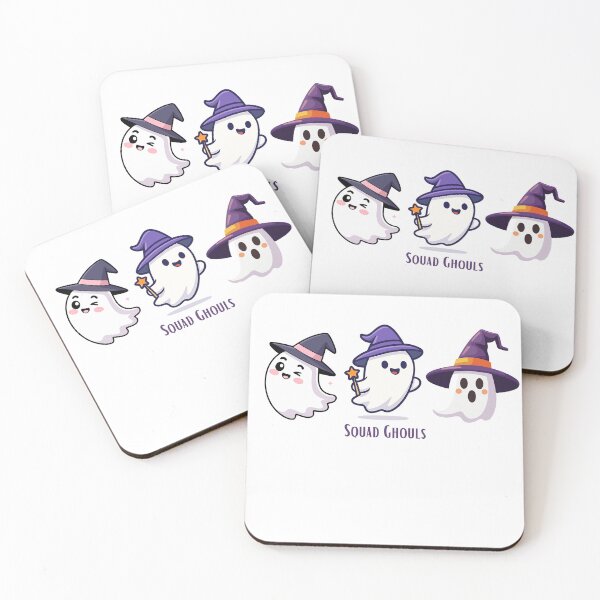 Item preview, Squad Ghouls – Cute Halloween Ghost Trio with Witch Hats designed and sold by Geafixy.