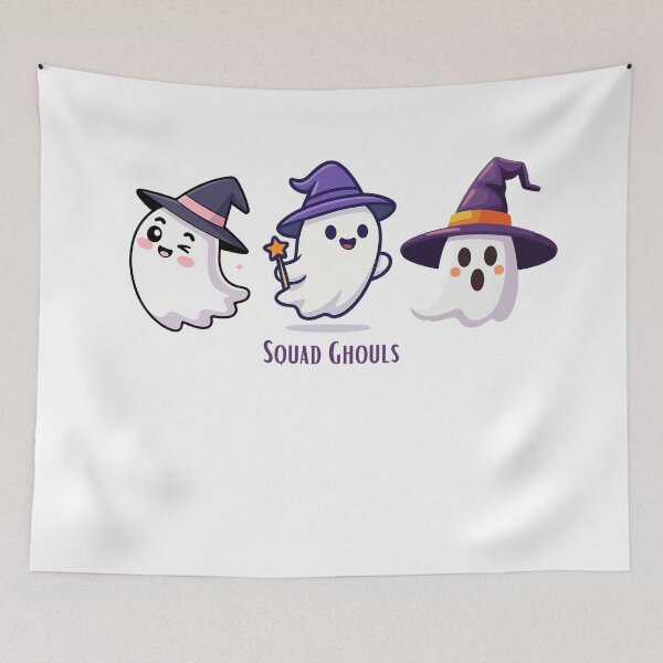 Item preview, Squad Ghouls – Cute Halloween Ghost Trio with Witch Hats designed and sold by Geafixy.