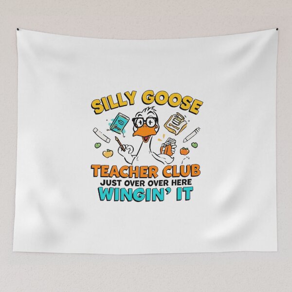 Item preview, Silly Goose Teacher Club Just Over Here Wingin’ It Funny Teacher T‑Shirt, Funny Shirt, Valentine Shirt gift, Valentine Day Cut File designed and sold by GAIDREDA.
