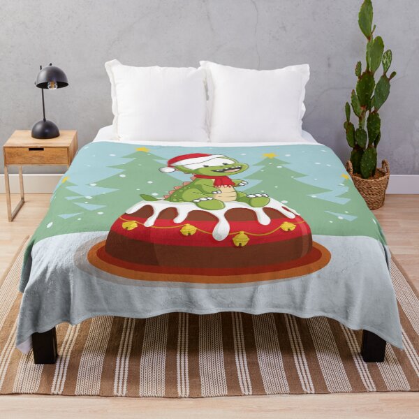 Item preview, Christmas Dinosaur on a Cake – Festive Holiday Design designed and sold by Sore Creations.