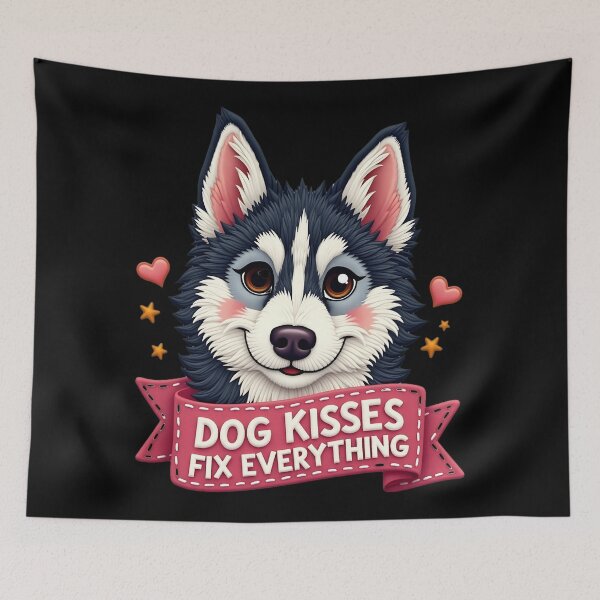 Item preview, Dog Kisses Fix Everything Cute Husky Puppy Dog Lover Design designed and sold by ArtDesignTp.