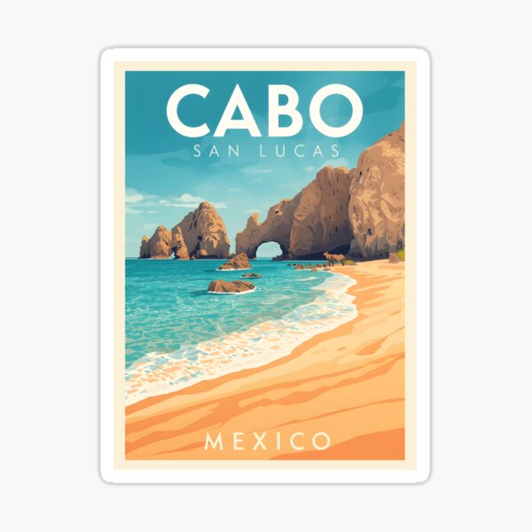 A Vintage Illustration of Cabo San Lucas - Mexico Sticker