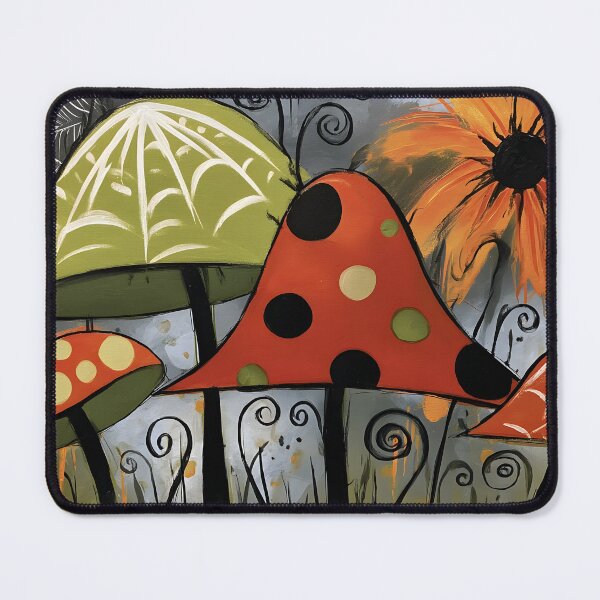 Item preview, Step Into a Surreal Halloween Forest with Vibrant Mushrooms Fiery Flower and Enchanting Patterns designed and sold by OlfactoART Studio.