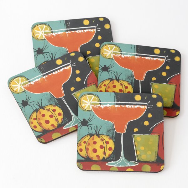 Item preview, Celebrate Halloween with a Vibrant Cocktail Pumpkins and Playful Autumn Spiders designed and sold by OlfactoART Studio.