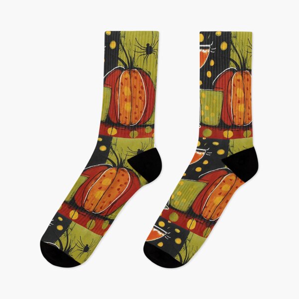 Item preview, Celebrate Halloween with a Vibrant Cocktail Pumpkins and Playful Autumn Spiders designed and sold by OlfactoART Studio.