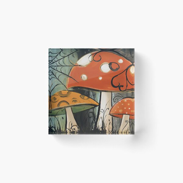 Item preview, Psychedelic Halloween Hall Mushrooms with Circular Patterns in a Whimsical Forest designed and sold by OlfactoART Studio.