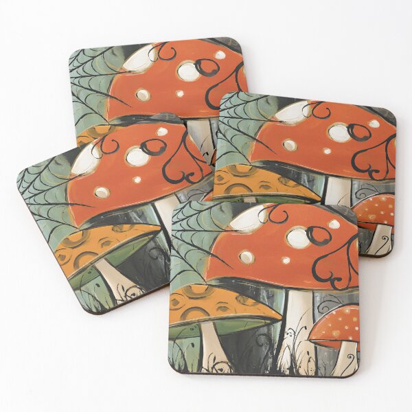 Item preview, Psychedelic Halloween Hall Mushrooms with Circular Patterns in a Whimsical Forest designed and sold by OlfactoART Studio.
