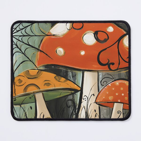 Item preview, Psychedelic Halloween Hall Mushrooms with Circular Patterns in a Whimsical Forest designed and sold by OlfactoART Studio.