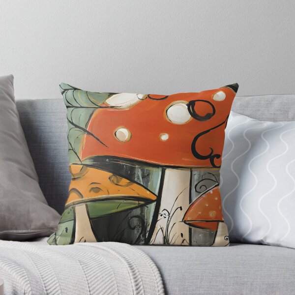 Item preview, Psychedelic Halloween Hall Mushrooms with Circular Patterns in a Whimsical Forest designed and sold by OlfactoART Studio.