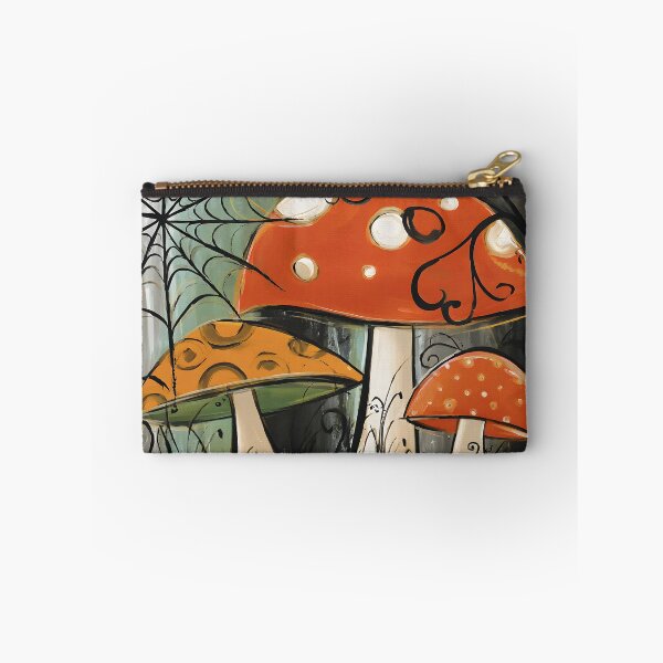 Item preview, Psychedelic Halloween Hall Mushrooms with Circular Patterns in a Whimsical Forest designed and sold by OlfactoART Studio.