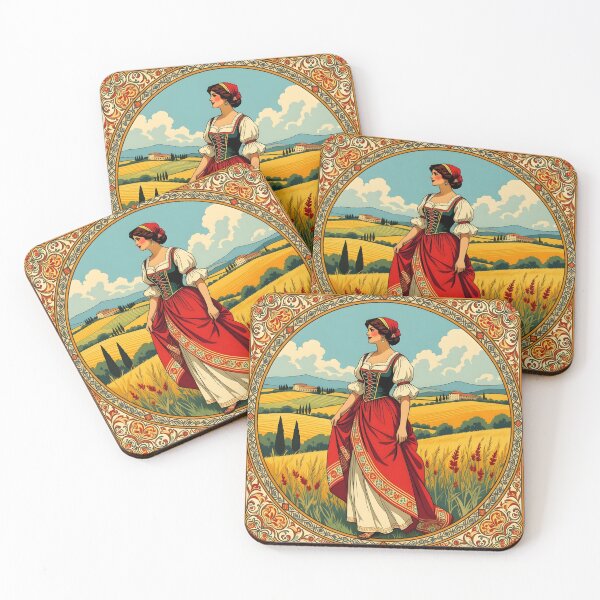 Item preview, Tuscan Lady – Vintage Frame and Summer Landscape designed and sold by EmeraldeaArt.