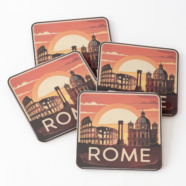 Item preview, Rome – Retro Sunset with Colosseum and Iconic Sights designed and sold by EmeraldeaArt.
