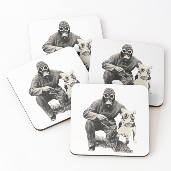 Item preview, Man and Dog in Gas Masks designed and sold by Unkie Monkie Studios.