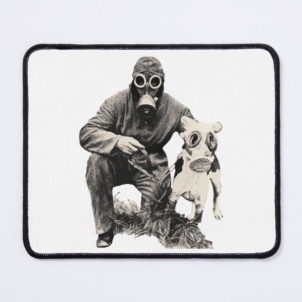 Item preview, Man and Dog in Gas Masks designed and sold by Unkie Monkie Studios.