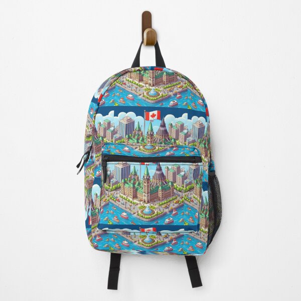 Item preview, 3D Sketch of Canada Parliament Hill with Flag, Fountain, and River Views , designed and sold by PaintMeWorld.