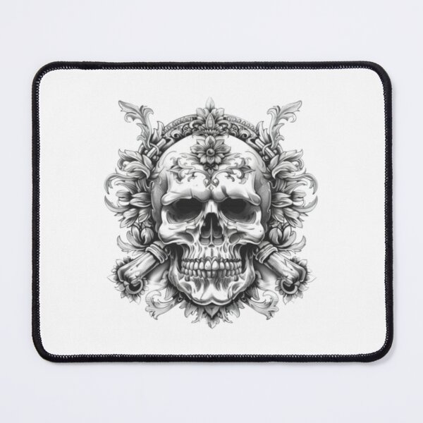Item preview, stylish skull whith flower designed and sold by laryspaints.