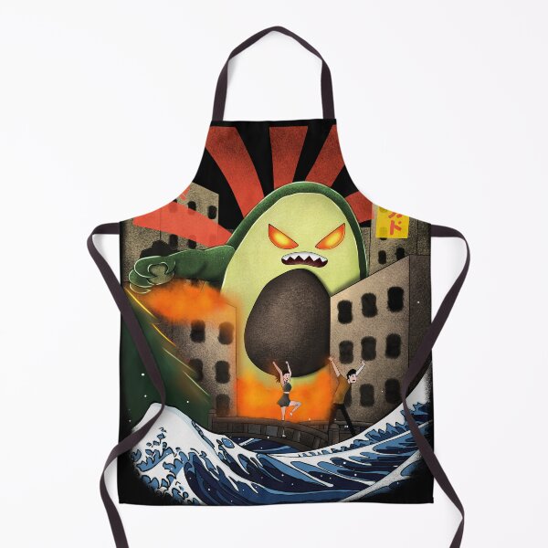 Item preview, Avocado Kaiju vs City – Japanese Great Wave Parody Art designed and sold by shirtpublic.
