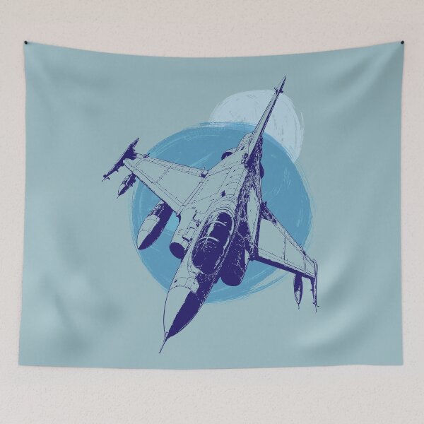 Item preview, Blue Fighter Jet – Bold Aviation Art designed and sold by Way-Of-Art.