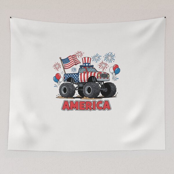 Item preview, Boys 4th of July T-Shirt Kids American Tee Monster Trucks Tractor Independence Day Patriotic designed and sold by diyoor.