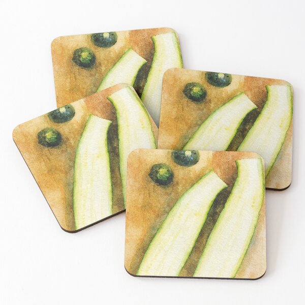 Item preview, Fresh Cut Zucchini Watercolor Kitchen Art designed and sold by Sarcastic Narwhal.