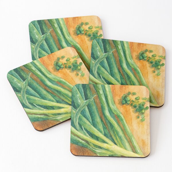Item preview, Fresh Green Onions Watercolor Kitchen Art designed and sold by Sarcastic Narwhal.